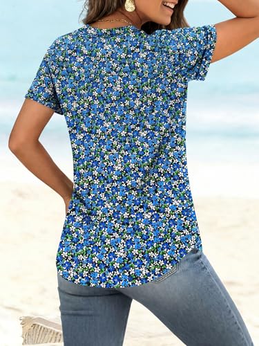 Image of ANRABESS Womens Short Sleeve V Neck Tops Summer Casual T-Shirts Blouses 2026 Spring Trendy Beach Vacation Clothes