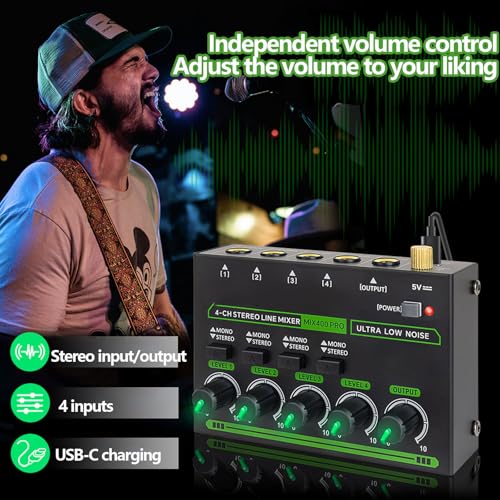 Microphone Feedback Frequency Shifter, 4-in 1-Out Profesional Feedback Suppressor, Interfaz Tipo C, Interfaz de Audio 6.35mm, Perilla Iluminada, Sonido Claro, para PA de Escenario, Iglesia y Hogar miniatura 4