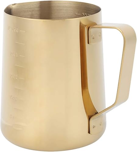 Miniatura 6 de Jarra de espuma para el día de San Valentín, jarras de leche al vapor, jarra de espuma de leche de acero inoxidable dorado con escala para el hogar,