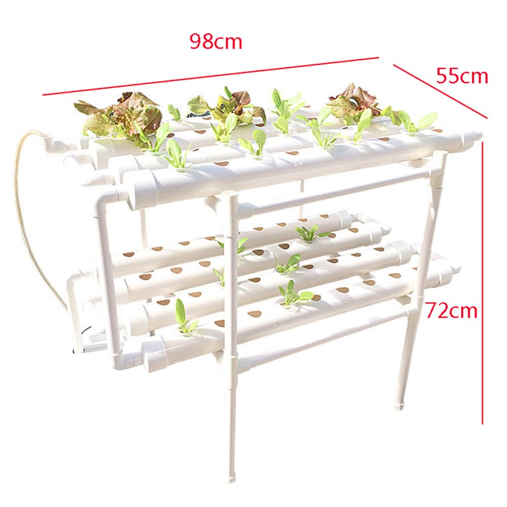 72-Hole Hydroponic Grow Kit 2 capas Planta PVC s hidropónicos de cultivo hidropónico de dos capas para casa, balcón, jardín, balcón, balcón, balcón, principio de flujo de agua