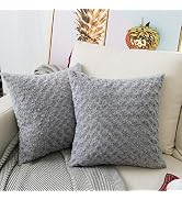 LANANAS Luxury Soft Plush Faux Fur Throw Pillow Covers for Couch Decorative Mongolian Fur Throw P...