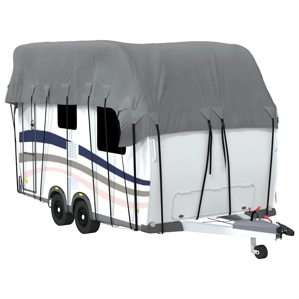 Lona de techo para caravana, 600 x 300 cm, cubierta protectora para autocaravanas, impermeable, impermeable, con 13 pares de correas tensoras, color gris