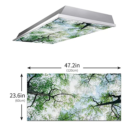 Image of Fluorescent Light Covers for Classroom Ceiling Lights - 2x4ft Backlit Film for Fluorescent Fixtures, Easy to Install - School, Office, Sensory, Improve Focus, Eliminate Headaches -Tree
