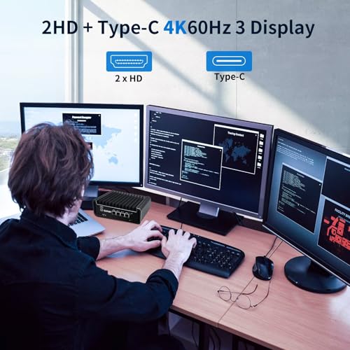Image of Firewall Micro Appliance J6413 4 Core, DDR4 16GB RAM 128GB NVMe SSD, 4 x i226V 2.5GbE LAN Fanless OPNsense Mini PC Router, AES-NI, 2HD+USB-C 3 Display Hardware, 2 x M.2 NVMe, TF Card Slot