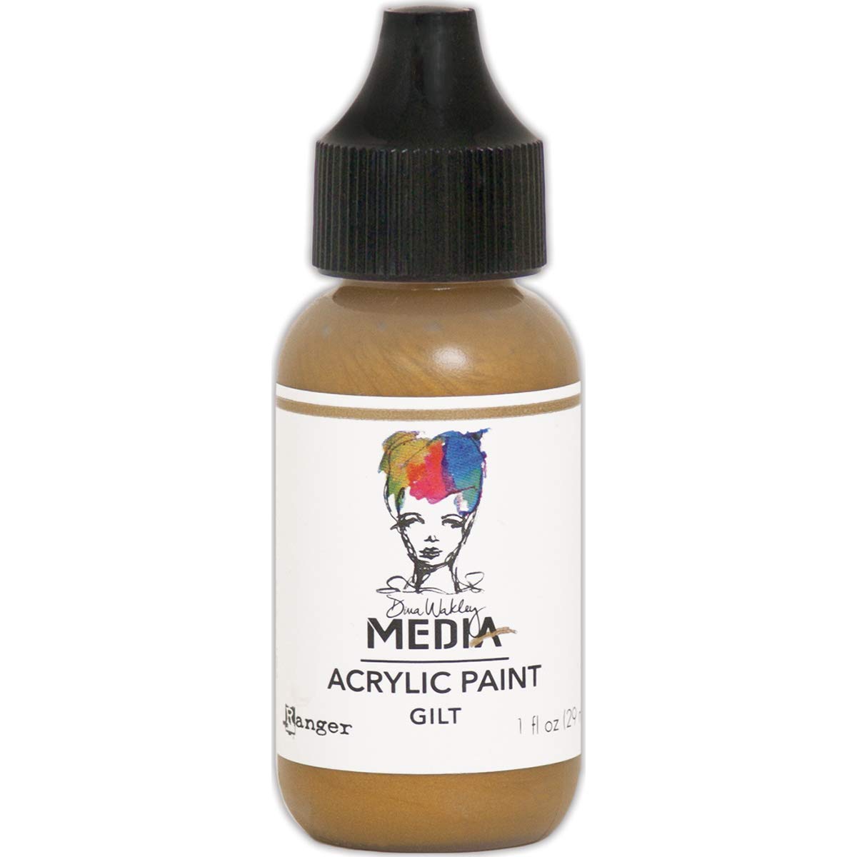 Dina Wakley Media Heavy Body Metallic Acrylic Paint 1Oz-Gilt