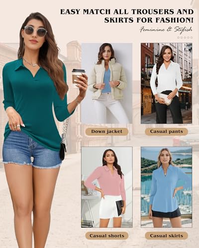 Blusas de trabajo para mujer estilo polo casual chic en la oficina 6