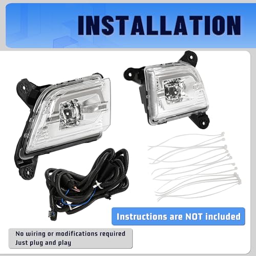 KUAFU LED Fog Lights Assembly Compatible with 2019-2021 Chevy Chevrolet Silverado 1500 Replacement for 84509651 84509652 Bumper Driving Fog Lamps Driver and Passenger Side Clear Lens & Chrome Housing by KUAFU - Image 7