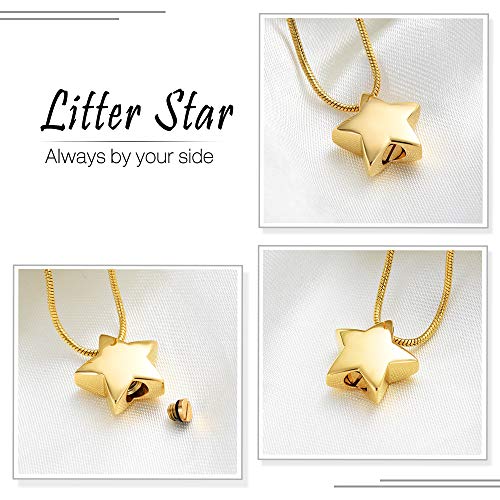 VCCWYQK Cremation Jewelry Small Star Urn Necklace for Ashes for Women Stainless Steel Memorial Necklace for Ashe Human Pet - Image 4