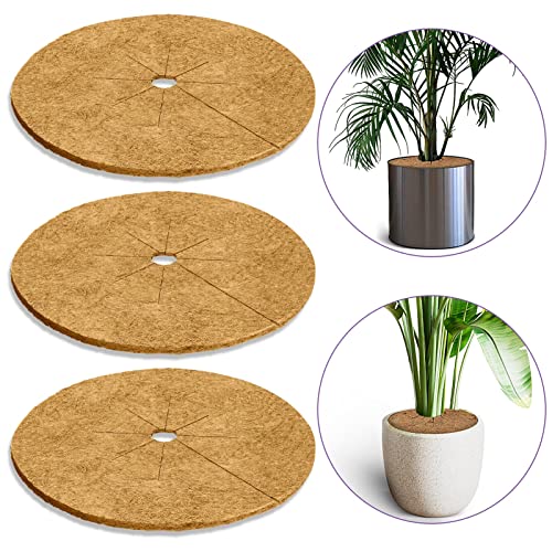 Ceed4U 18 Inch Coconut Tree Mulch Ring, 3Pcs Coco Coir Fiber Tree Protector Mat, Tree Ring Mats Tree Disc Plant Cover For Potted Plants Root Protection #TOP12