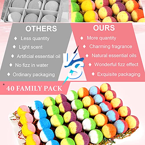 Bath Bomb Gift Set, Family Pack Mini Bath Bombs With Reusable Bowknot, 40 Pcs Organic Bath Bombs, Natural Bath Bombs For Kids, Women & Men, Best For Christmas & Any Anniversaries #TOP2