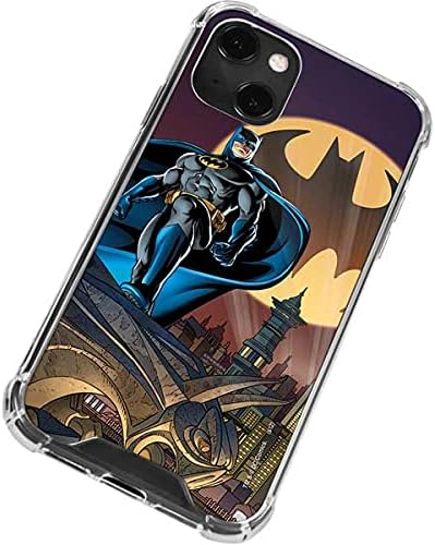 Skinit Clear Phone Case Compatible with iPhone 13 Mini - Officially Licensed DC Comics Batman in The Sky Design
