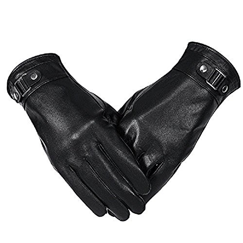 KUYOMENS Mens Genuine Leather Gloves Touchscreen Texting Winter Warm Driving Glove