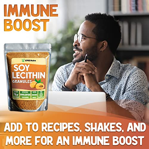 Xprs Nutra Soy Lecithin Granules Non Gmo - Lecitina De Soya - 100% Pure Soy Lethicin Granules - Premium Soya Lethicin Granules - Food Grade Fat Emulsifier Suitable For Baking (8 Ounce) #TOP4