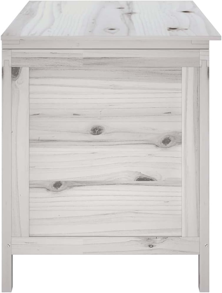 Garden Storage Box White Solid Fir Wood 39 x 19.5 x 23 in Outdoor Furniture Storage Boxes