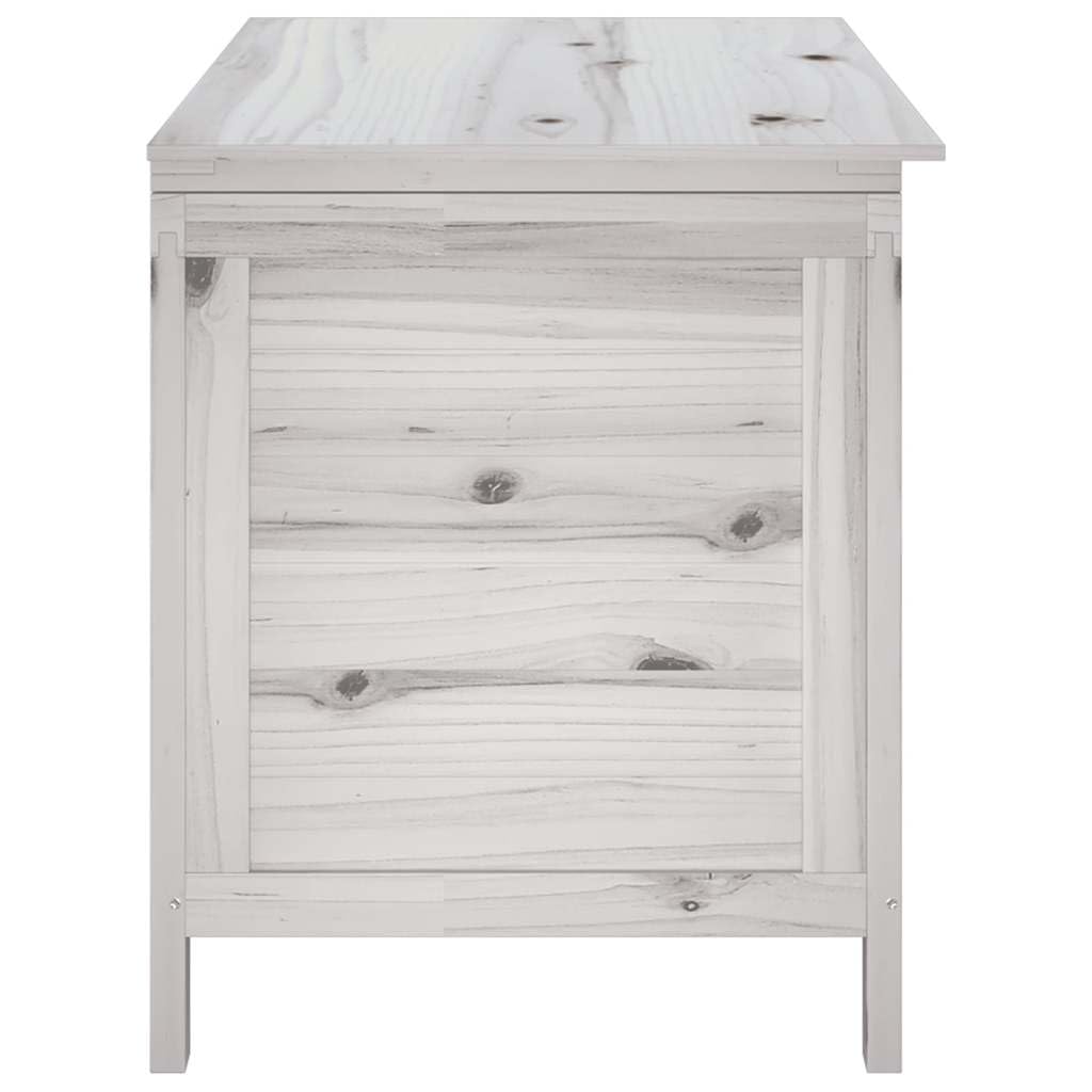 Caja de almacenamiento para jardín de madera maciza de abeto blanco, gran espacio para cojines y accesorios al aire libre, fondo de listones aireado
