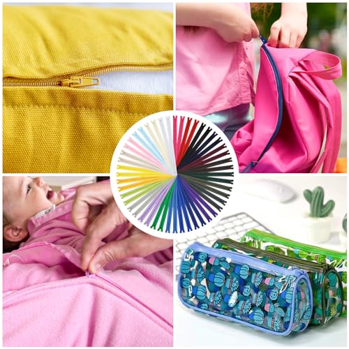 Miniatura 6 de Doitem 48pcs 35cm 14 Pulgadas Cremalleras De Nylon Multicolor De La Bobina Para Coser Y Artes 24 Colores Multicolor, 35cm