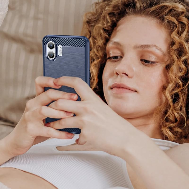 Image of NPRC Hybrid Ultra Slim Protective Case TPU Non-Slip Carbon Fiber Texture Shockproof Case Cover for Nothing Phone 2 - Blue