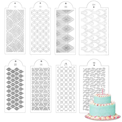 8 Piezas Plantillas Para Tartas, Pastel Stencil, Pasteles Plantillas de Decoración, Plantilla de...