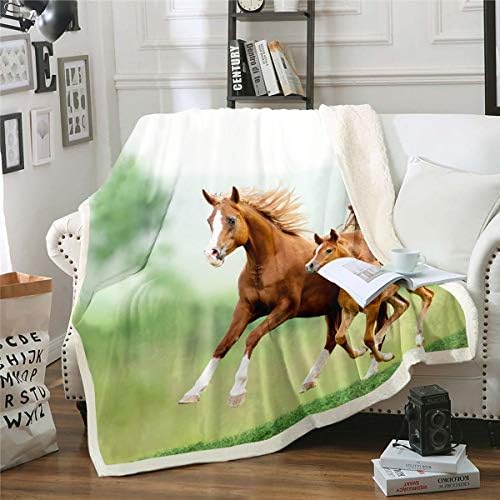 Kids Fleece Throw Blanket Galloping Horse Sherpa Blanket for Boys Girls 3D Animal Plush Blanket Wildlife Decor Fuzzy Blanket for Sofa Bed Couch 30"x40"