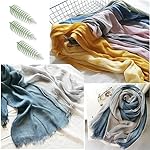 Cotton Linen Fashion Scarf,Gradient Two-tone Four Season Scarf Shawl Beach Gauze,Long Lightweight Travel scarf 75"×35" - Image 4