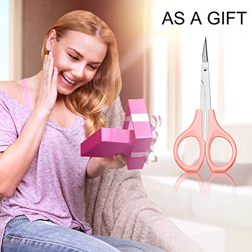 2 Pack Curved Craft Scissors Small Scissors Beauty Eyebrow Scissors Stainless Steel Trimming Scissors For Eyebrow Eyelash Extensions, Facial Nose Hair (4 Inch) #TOP3