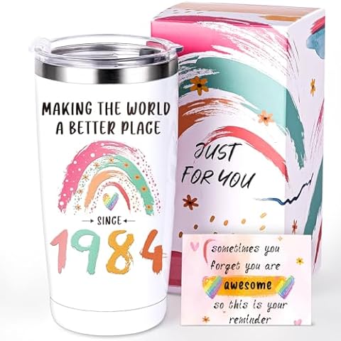 Lupow 40th Birthday Gifts Women, 40th Birthday Gifts for Her 1984 Birthday Gifts for Women 20oz Stainless Steel Insulated Tumblers 40 Year Old Gifts for Women Grandma Mom Wife Daughter Friends Cover