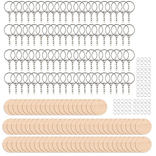 80個の木製キーチェーンウッドペンダントブランク用品のためのキーリングクリスマスデコレーション装飾木製キーチェーン
