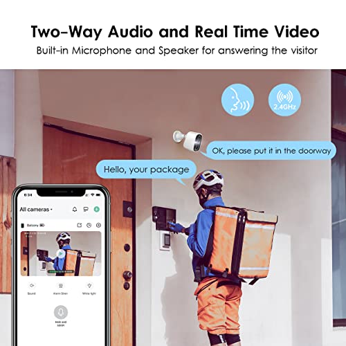 Gmk [2023 Upgraded Version] Security Cameras Wireless Outdoor 1080P Battery Powered Wifi Cameras Color Night Vision 2-Way Audio Ai Motion Detection For Home Security With Cloud/Sd Ip65 Weatherproof #TOP4