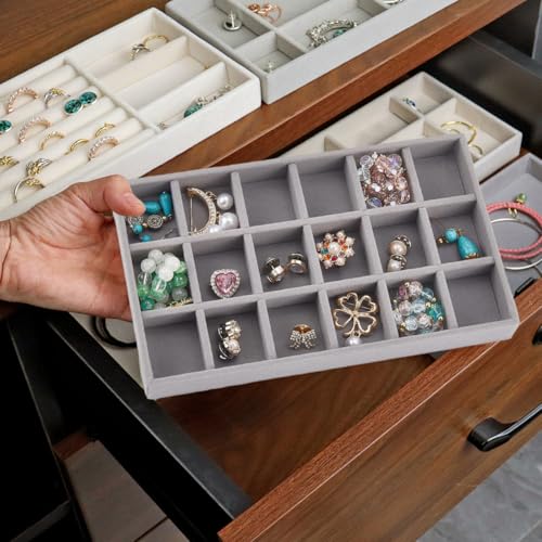 Rangement bijoux velours gris de qualité supérieure pour valoriser vos montres