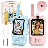 CloudValley Talkies Walkies Vidéo pour Enfants, Lot de 2, Rechargeables, à Double Caméra, Appairage Un à Un, Portée de 580 m, Cadeaux Parfaits pour garçons et Filles de 3 à 12 Ans (Bleu/Rose)