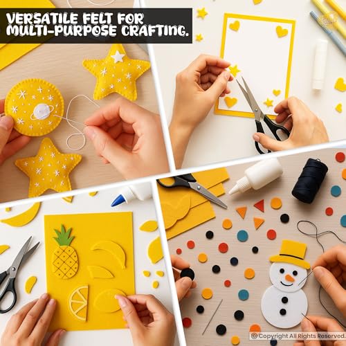 Image of Lakeer A4 Felt Sheets for Craft, Pack of 10 Mango Yellow, 1mm Stiff Non-Woven Fabric 29.7 x 21 cm, DIY Sewing, Applique, Embroidery, School and Hobby Projects