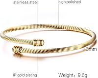 Vista 2 de Brazalete trenzado de acero inoxidable triple 3 con alambre de cable apilable para mujer, ororosaplata, Acero inoxidable