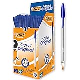Lieferumfang: 50 Kugelschreiber von BIC Cristal Medium / Kugeldurchmesser: 1,0mm / BIC Kugelschreiber Blau / Nachhaltige Begleiter - ausgezeichnet mit dem NF-Umweltzertifikat