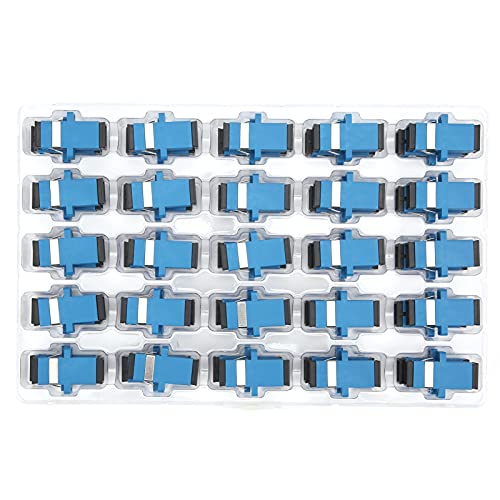 Bewinner Coupleur de Fiber Optique SC-SC, Faible Perte d'insertion ≤ 0,2 Db, Adaptateur de Fiber Optique à Manchon en Zircone de Haute Précision, en Vrac, 50 Pièces