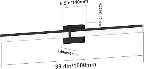 Miniatura 7 de Tipace Modernas luces LED de tocador de 39.4 pulgadas, accesorios de iluminación de baño sobre espejo, lámparas de tocador 5500K