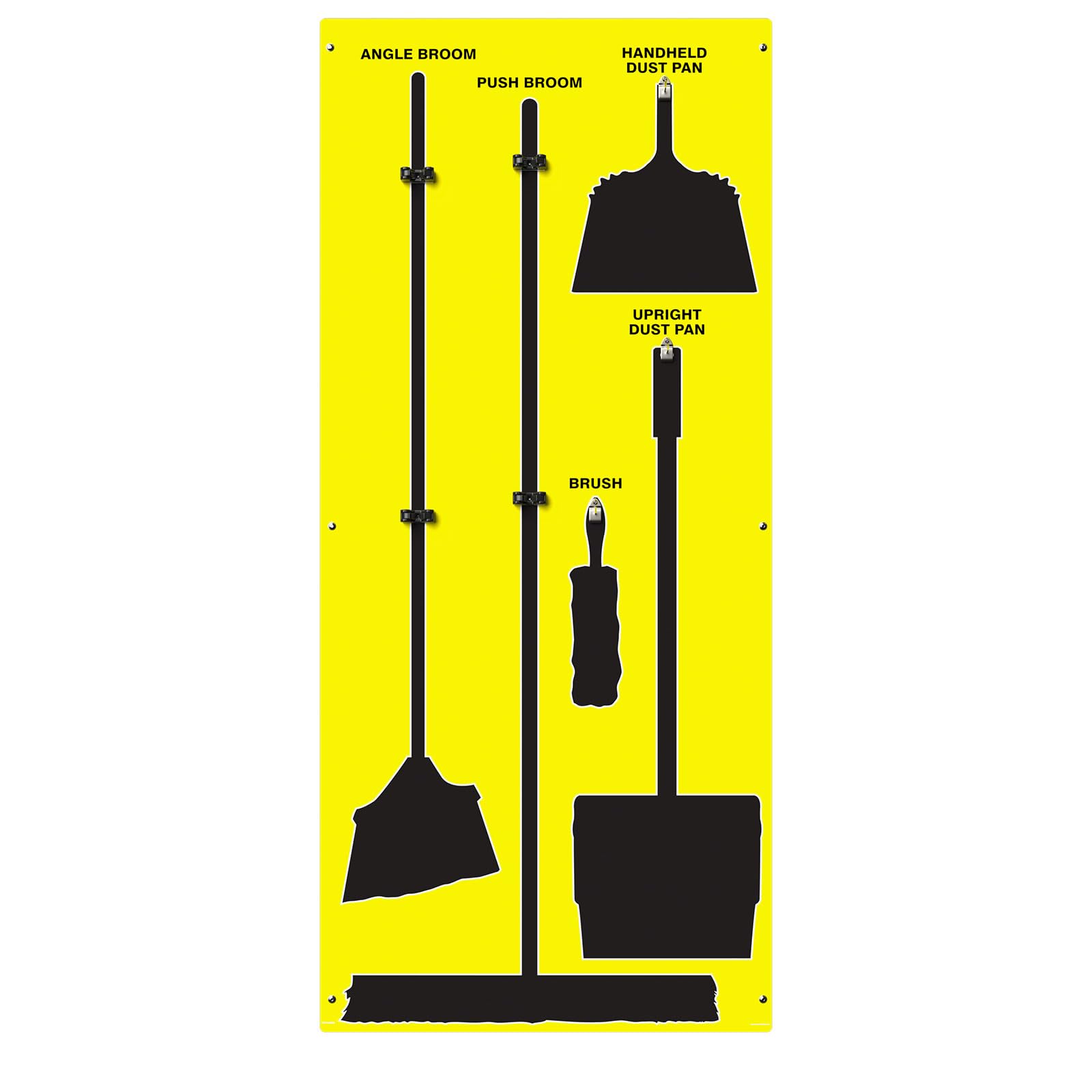 Clean & Sweep 5S Shadow Board/Wall Mount Broom Holder, 68" x 30" Board, 5S Cleaning Station - Board Only, Tools Sold Separately, Made in The USA by