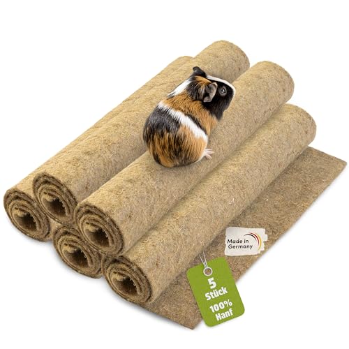napfpower Hanfmatten für Nager (5 STK.) - Größe 100 cm x 50 cm, 5 mm Dicker Nagerteppich aus 100% Hanf...