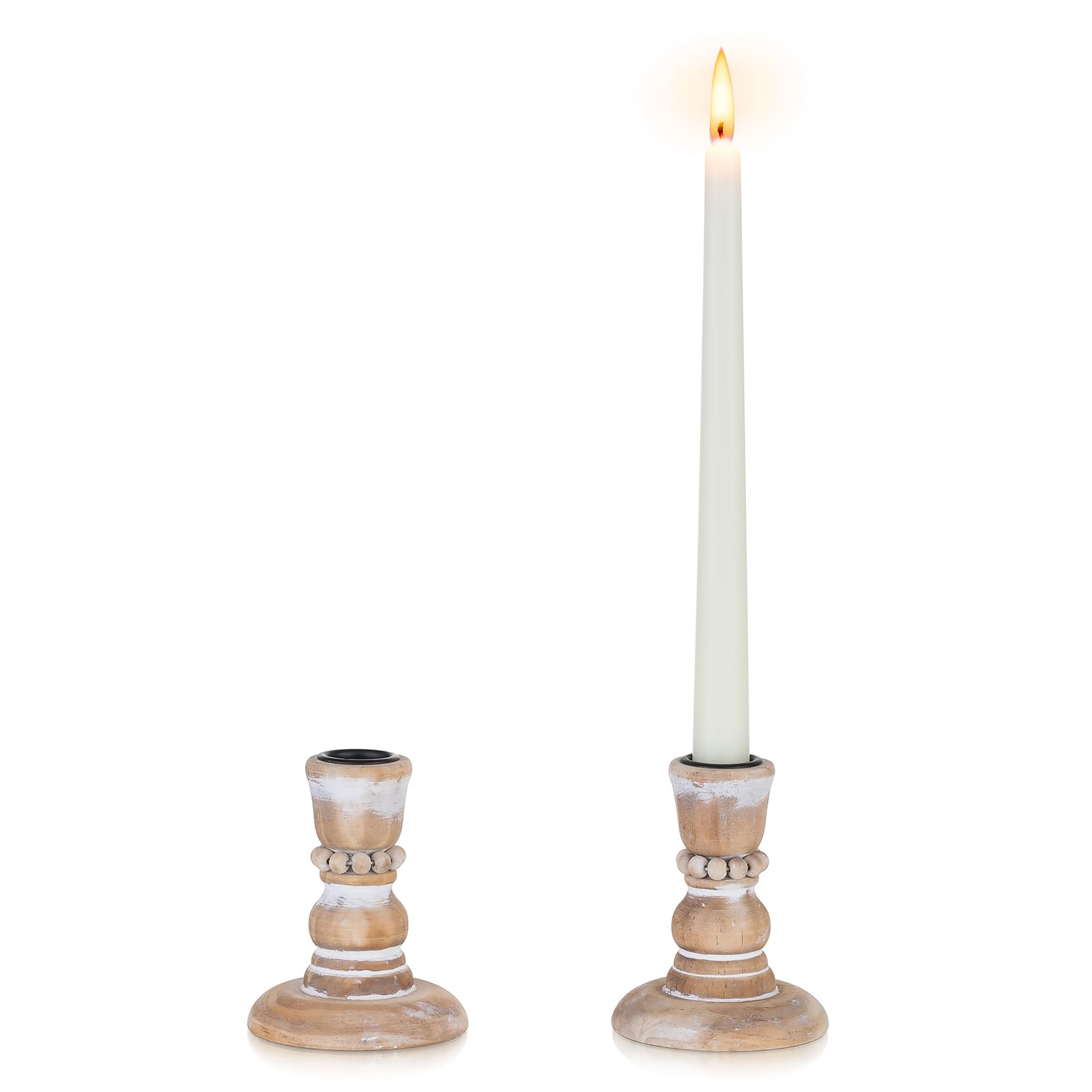 Inweder Wooden Candlestick Holders Rustic: Farmhouse Wood Taper Candle Holders Boho Candle Sticks Holder Decor for Home Dinning Table Mantle Party Holiday Christmas Wedding Set of 2