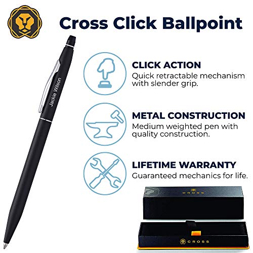 Dayspring Pens Cross Pen | Personalized Cross Click Ballpoint Pen - Classic Black. Custom Engraved Name. At0622-102 | Comes In Cross Gift Case | Engraving #TOP2