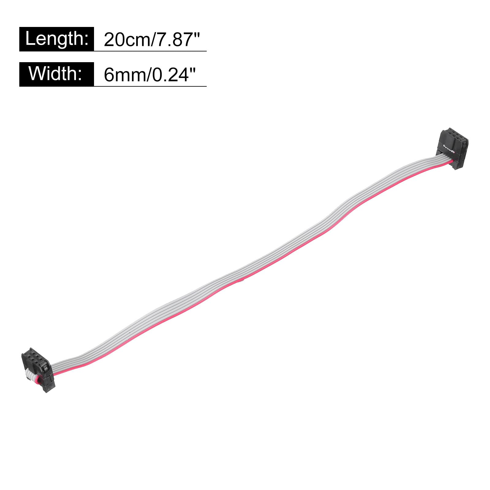 QUARKZMAN Cavo a Nastro Piatto Idc a 6 Pin, Passo 2.0 mm, connettore Fc a Fc, Lunghezza 20 cm, Filo Grigio per Computer, display Led, Dvd, confezione da 5 Pezzi