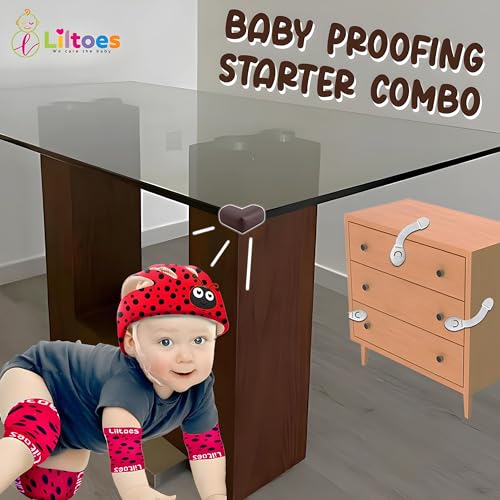 Image of Baby Safety Products Combo | LILTOES Baby Head Protector + Edge Guard + Cabinet Lock + Kneepad for Safety of Kids 6M to 3 Years | Baby Safety Helmet Corner Guard Protection
