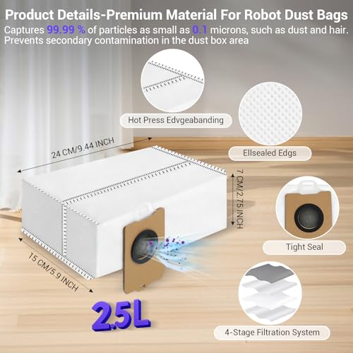 Image of Freo Z10 Ultra Replacement Parts for Narwal Freo Z10 Ultra /Narwal Freo Z10 Robotic Vacuum Cleaner Parts with 2 Roller Brush,4 HEAP, 6 Mops, 6 Dust Bags, 6 Side Brushes,1 Clean Brush