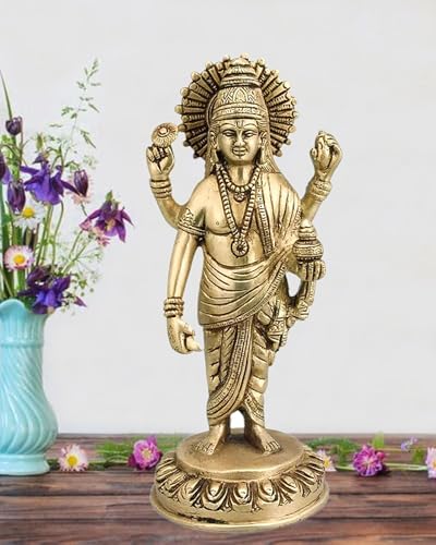 Estatua de Lord Dhanvantari de Latón 8 pulgadas miniatura 3