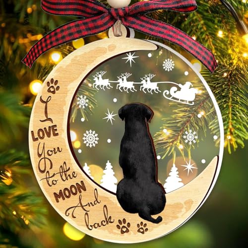 Labrador Black Dog Ornaments for Christmas Tree, Labrador Ornament 2 Layer Wood & Acrylic Hanging Ornament, Christmas Decoration 2025 for Labrador Lovers, DogMom, DogDad, Pet Lovers