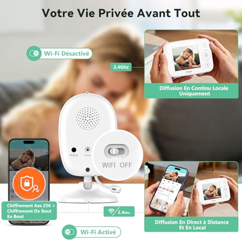Miniatura 2 de Simyke Monitor De Video Para Bebé Con Pantalla Hd De 3.5 Pulgadas, Cámara De Monitor De Bebé De Conversación De 2 Vías Con Video Y Audio Hd, Visión Nocturna, Temperatura Vox Y Monitoreo De Bebé De