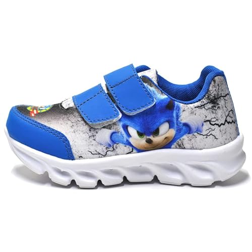 Tenis De Led Masculino Sonic Calce Facil Infantil Meninos Estilo Original + Relogio Cor:Azul;Tamanho