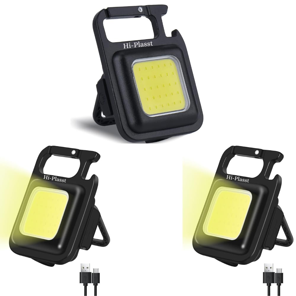 Hi-Plasst (3pcs) LED Light COB Small Flashlights 1000 Lumens Mini Keychain Flashlight, Rechargeable 4 Modes Portable Pocket Light with Folding Bracket Bottle Opener for Fishing Walking Camping (B0BYDDZ3QY) Amazon Price History, Amazon Price Tracker