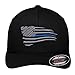 New American Thin Blue Line Waving Flag Flexfit # 5001 Black Hat! (Small/Medium)