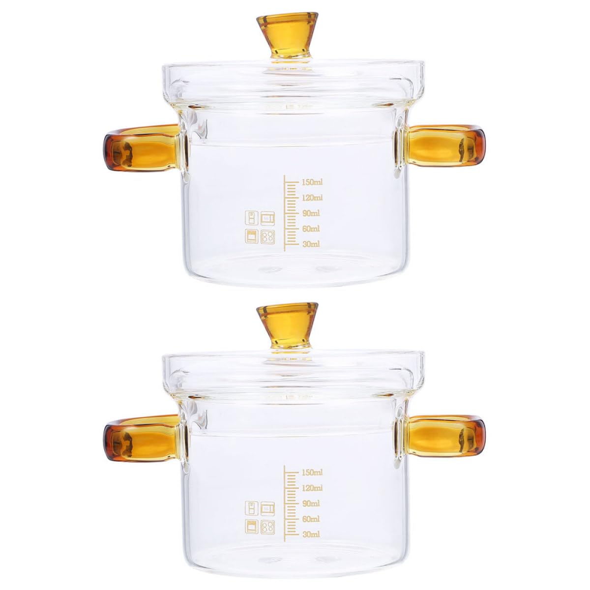 Marmite en verre transparente 150 Ml double poignée cuisine et lait