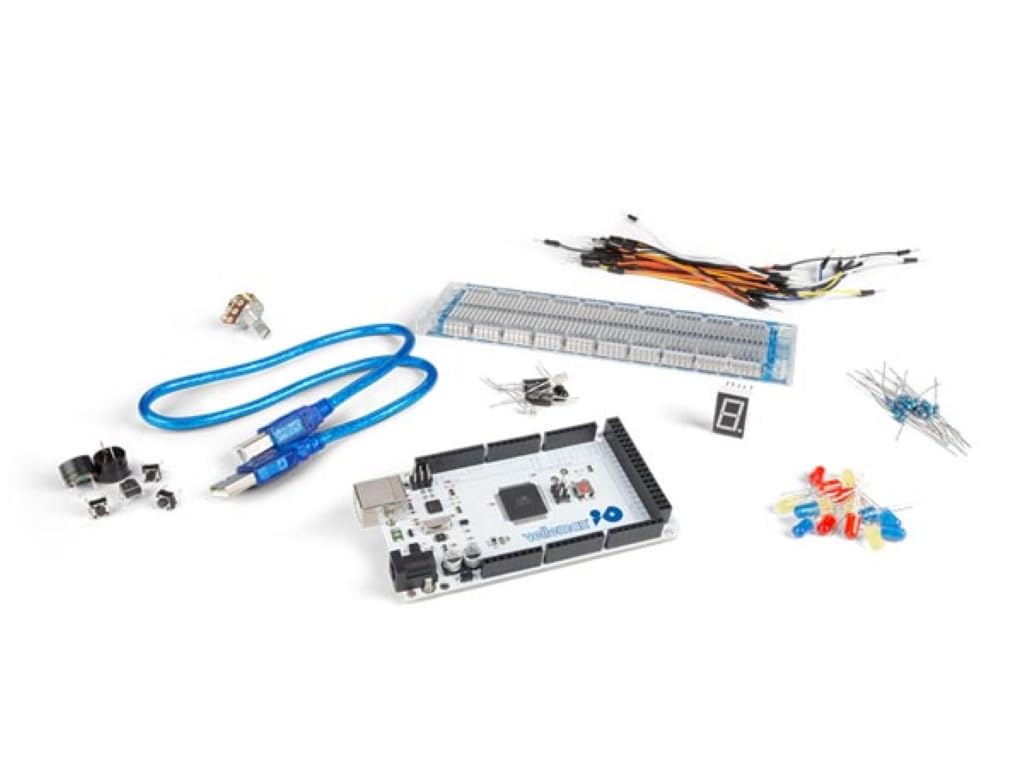 Whadda Podstawowy zestaw do samodzielnego montażu z ATMEGA2560 dla Arduino, zestaw elektroniki z diodami LED, rezystorami, płytką prototypową, brzęczykami, czujnikami, wyświetlaczem i nie tylko, dla